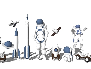 现代太空宇航员儿童太空主题饰品 su草图模型下载