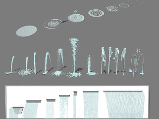 现代喷泉水景，水池<em>涟漪</em>,流水su草图模型下载