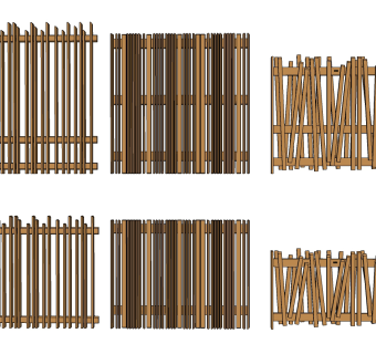 自然风景观栅栏，围墙护栏栅栏，su草图模型下载