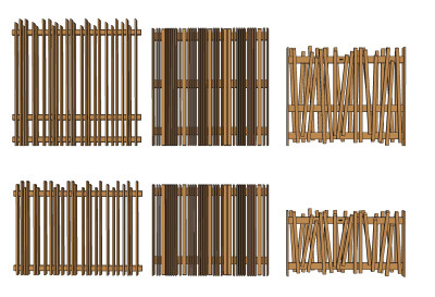 自然风景观栅栏，围墙护栏栅栏，su草图模型下载