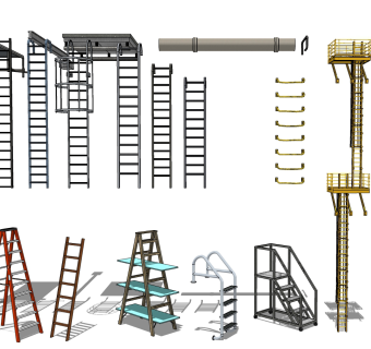 110现代爬梯脚手架升降台su草图模型下载