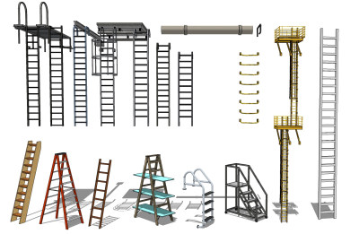 110现代爬梯脚手架升降台su草图模型下载