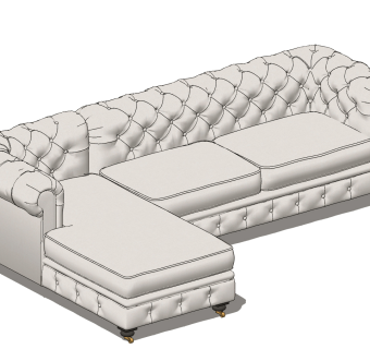 简欧布艺转角沙发su草图模型下载