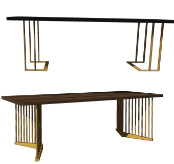 现代餐桌组合,su草图模型下载