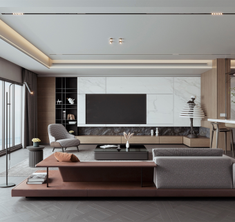 现代客厅,su草图模型下载