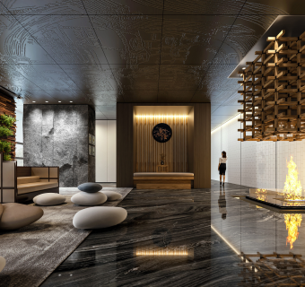 新中式酒店休闲区,su草图模型下载