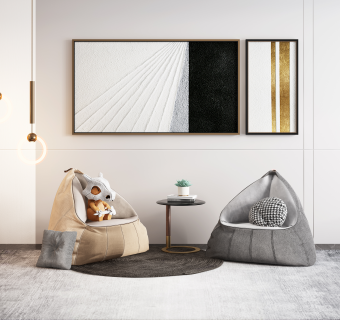 北欧布艺懒人沙发边几,su草图模型下载