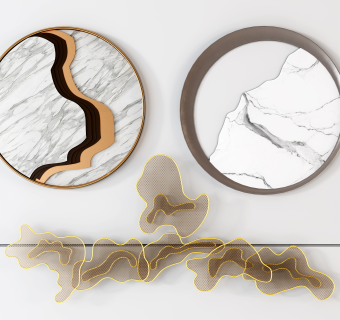 现代新中式轻奢墙饰挂件,su草图模型下载