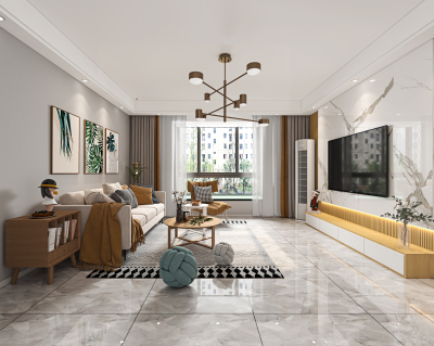 北欧客厅,su草图模型下载