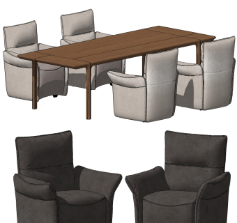 现代洽谈桌椅su草图模型下载