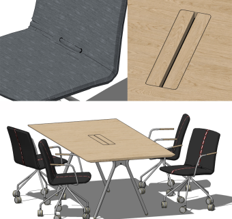 现代洽谈桌su草图模型下载