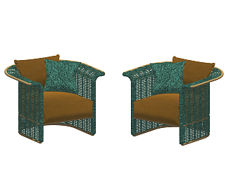 现代户外编织休闲椅沙发su草图模型下载