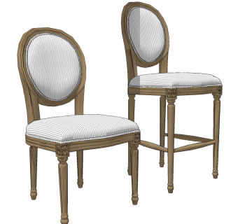 欧式布艺单椅su草图模型下载