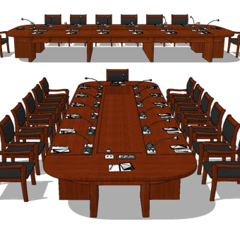 现代实木党政机关政府机构会议桌椅su草图模型下载