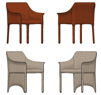 现代皮革餐椅单椅su草图模型下载