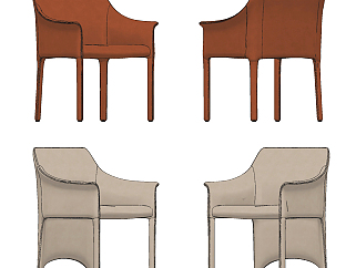 现代<em>皮革餐椅</em>单椅su草图模型下载