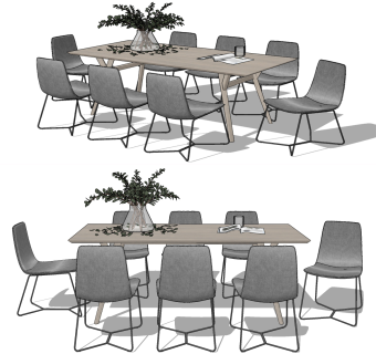 现代餐桌椅su草图模型下载