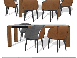 <em>现代条形</em>餐桌椅su草图模型下载