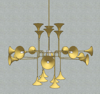 现代异形喇叭造型吊灯su草图模型下载