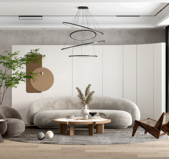 侘寂风客厅su草图模型下载