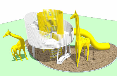 现代长颈鹿儿童滑梯su草图模型下载