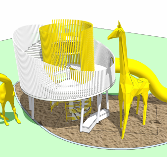 现代长颈鹿儿童滑梯su草图模型下载