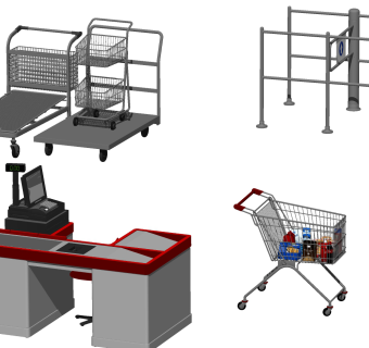 现代超市收银台su草图模型下载