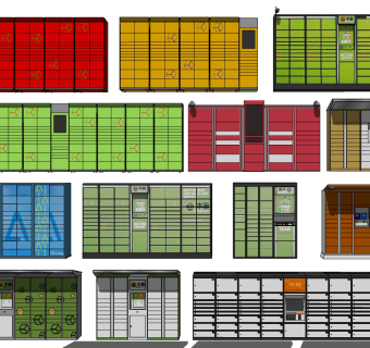 现代快递柜储物柜su草图模型下载