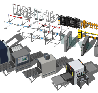 现代安检机通道机防盗感应门su草图模型下载