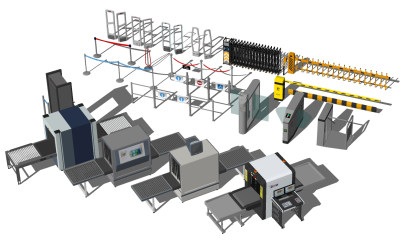 现代安检机通道机防盗感应门su草图模型下载