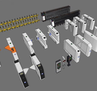 现代闸机门禁收费杆su草图模型下载