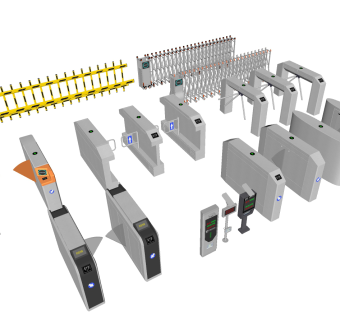 现代闸机门禁收费杆，电动伸缩门su草图模型下载