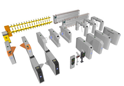 现代闸机门禁收费杆，电动伸缩门su草图模型下载
