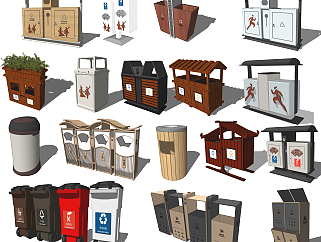 现代垃圾桶垃圾箱su草图模型下载