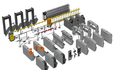 现代通道闸机安检门电动收费杆su草图模型下载