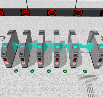 现代闸机检票口自动刷卡机道闸su草图模型下载