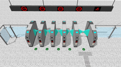 现代闸机检票口自动刷卡机道闸su草图模型下载