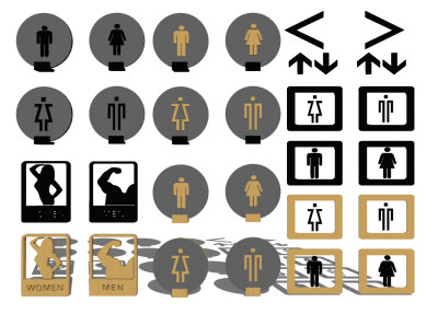 现代卫生间指示牌 导视牌 标识su草图模型下载