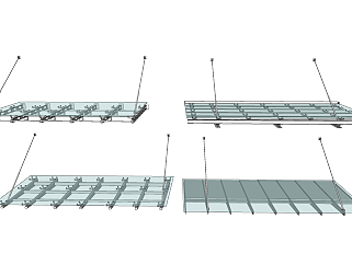 现代玻璃钢架结构<em>雨棚</em>su草图模型下载