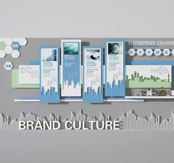 现代文化墙, 宣传墙,su草图模型下载