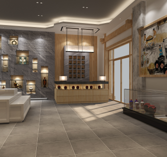 新中式日式韩式展厅 su草图模型下载