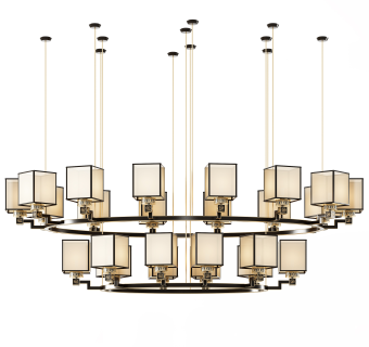 新中式轻奢多头吊灯su草图模型下载