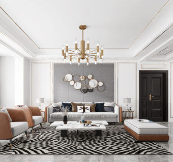 现代客厅餐厅su草图模型下载