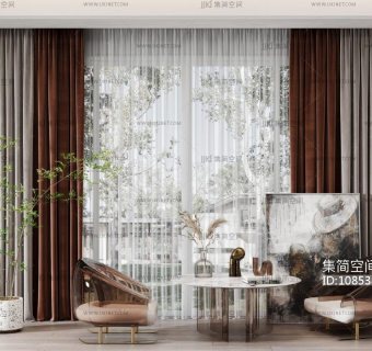 现代单人沙发茶几组合su草图模型下载