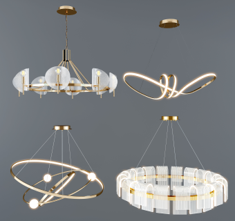 现代吊灯组合su草图模型下载