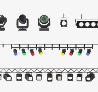 现代舞台灯射灯镭射灯组合su草图模型下载