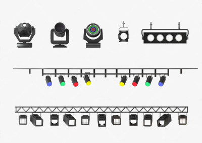 现代舞台灯射灯镭射灯组合su草图模型下载