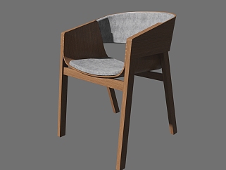 0<em>北欧</em>现代单椅<em>椅子</em>，餐椅su草图模型下载