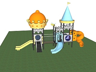 儿童滑梯，游乐器材，娱乐器材su草图模型下载