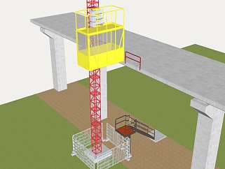 钢架升降机，升降<em>电梯</em>工业设备su草图模型下载